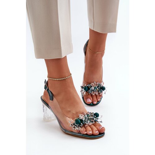 Kesi Transparent high-heeled sandals with embellishments, green D&A Cene