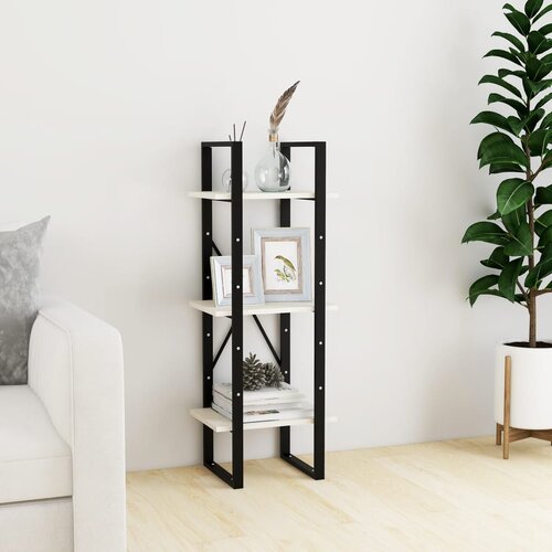  The Living Store Knjižna omara 3-nadstropna bela 40x30x105 cm trdna borovina - Knjižna Omara, (21431562) Slike