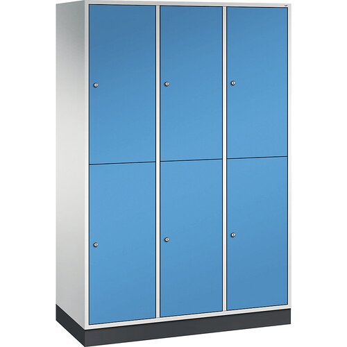C+P dvonadstropna jeklena garderobna omara intro, šxg 1220 x 500 mm, 6 predelkov, korpus svetlo siv, vrata svetlo modra Cene