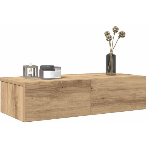 vidaXL Stenska polica s predali artisan hrast 60x26,5x15 cm inž. les Cene