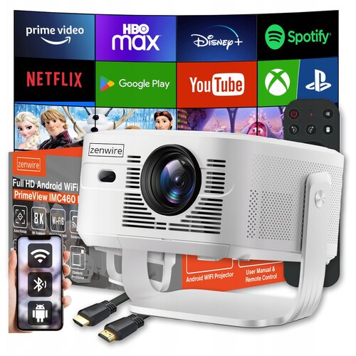 Zenwire PrimeView IMC460 Pro mini prenosni projektor Android 14, WiFi 6, Bluetooth 5.4, Full HD 950 ANSI, 4K/8K, autofocus, (5000193567) Cene