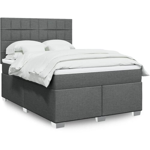 vidaXL Box spring postelja z vzmetnico temno siva 140x200 cm blago Cene