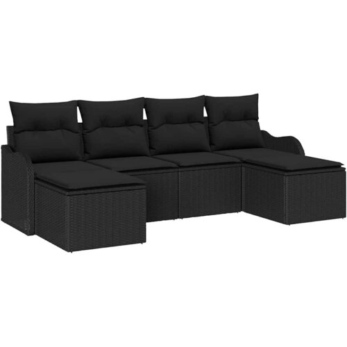 Sjedeća garnitura za vrt 6 kom. Crna poliratan 231 x 117 x 69 cm Slike