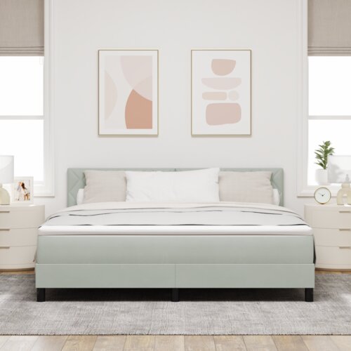 Box Spring Krevet s Madracem i LED Osvjetljenjem Sivo 180x200 cm Baršun Cijene
