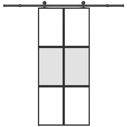 vidaXL Drsna vrata z opremo 90x205 cm kaljeno steklo in aluminij Cene