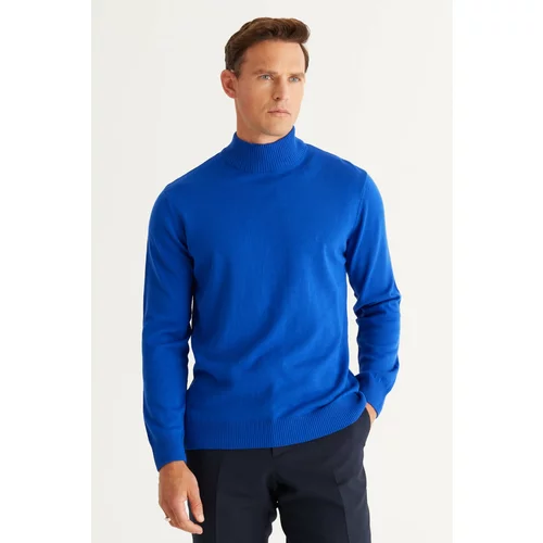 ALTINYILDIZ CLASSICS Men's Saks Anti-Pilling Standard Fit Normal Cut Half Turtleneck Knitwear Sweater.