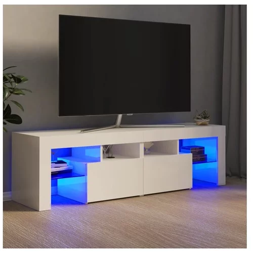  TV omarica z LED lučkami visok sijaj bela 140x35x40 cm