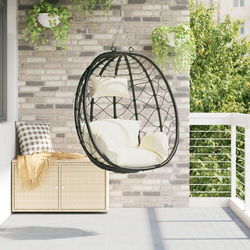 vidaXL Vješena ljuljačka bez stalka Krem bijela Poli Rattan Cijene