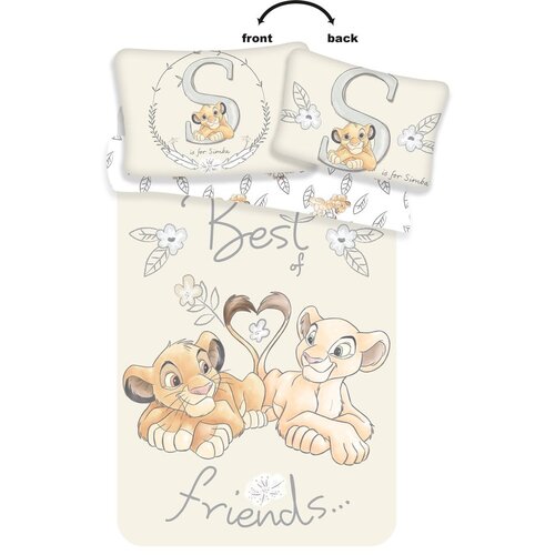 Jerry Fabrics Svijetlo žuta pamučna dječja posteljina za dječji krevetić 100x135 cm Lion King &amp;quot;Best Friends&amp;quot; &amp;ndash; Slike