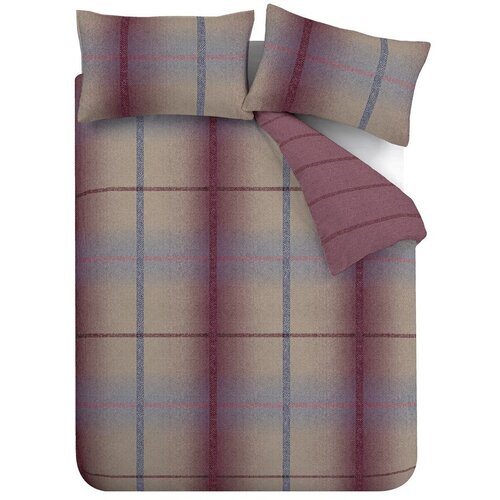 Catherine Lansfield Temno rožnata podaljšana flanelna posteljnina za zakonsko posteljo 230x220 cm Melrose Tweed Check – Cene