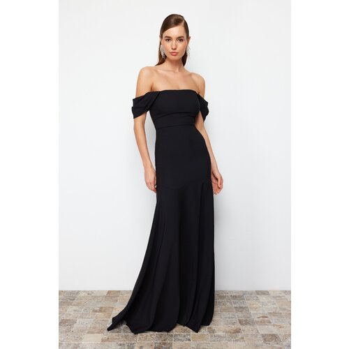 Trendyol Black Straight Fitted Woven Evening Dress &amp;amp; Graduation Dress Slike