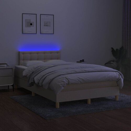  box spring s madracem LED krem 120 x 200 cm od tkanine Slike
