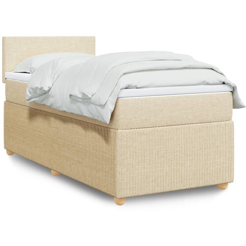 vidaXL Box spring postelja z vzmetnico krem 90x190 cm blago Cene