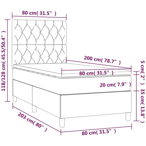  box spring s madracem LED crni 80 x 200 cm od tkanine Slike