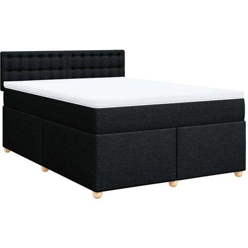 VidaXL Krevet s oprugama i madracem crni 140 x 190 cm od tkanine Slike