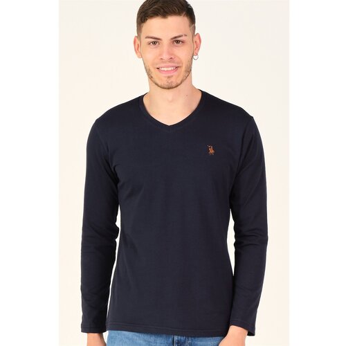 Dewberry T8587 V-NECK MEN'S LONG SLEEVE T-SHIRT-NIGHT BLUE Cijene