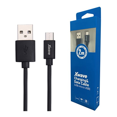 X Wave USB 2.0 na Micro USB kabl 2 m, 2 A crni Slike