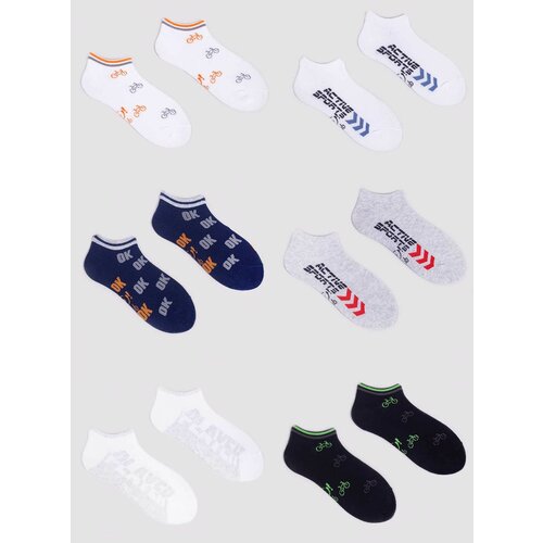 Yoclub Kids's Boys' Ankle Cotton Socks Patterns Colours 6-Pack SKS-0008C-AA00-004 Cene