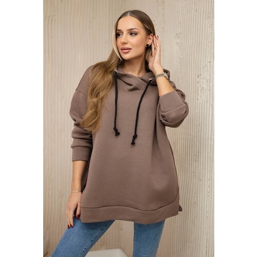 Kesi Insulated sweatshirt with zipper on the side of the mocha Cene