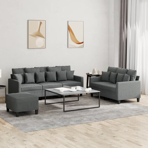  3-dijelni set sofa s jastucima tamnosivi od tkanine Cijene
