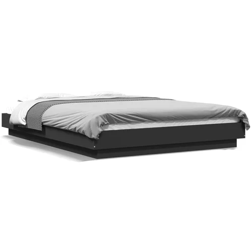  Okvir kreveta s LED svjetlima crni 140 x 200 cm drveni