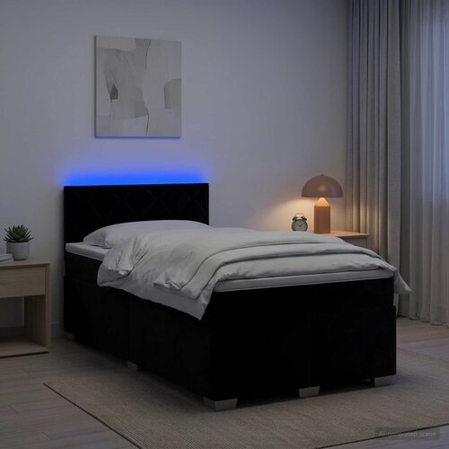  s box springom, madracem i LED-om Crna 120 x 190 cm Cene