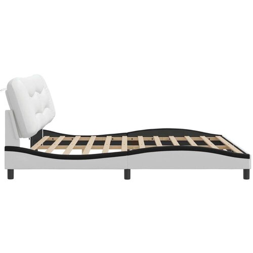  Okvir kreveta LED bijelo-crni 200 x 200 cm umjetna koža Slike