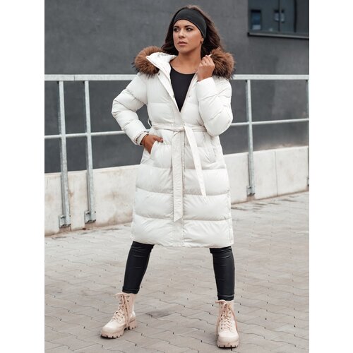DStreet Kurtka zimowa damska pikowana z futerkiem STYLEBELLA biała Slike