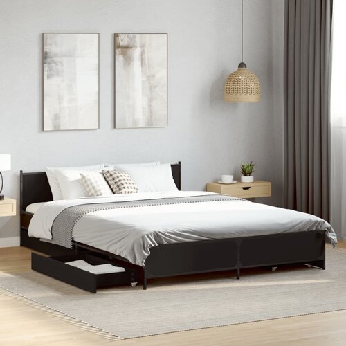 Furnova Posteljni okvir s predali črn 120x190 cm inženirski les, (21938665) Slike