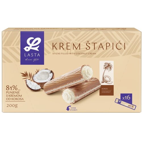 Lasta Keks krem &scaron;tapić Kokos, 200 g, Box Cijene