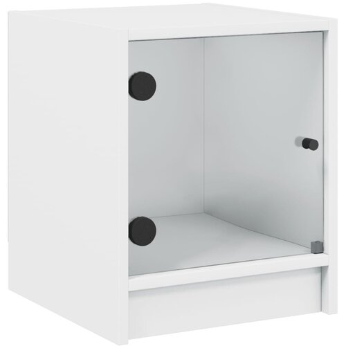 Maison Chic Nočna omarica - Nočna miza s steklenimi vrati bela 35x37x42 cm, (21687542) Slike