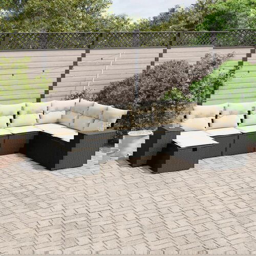 VidaXL 8-dijelni set vrtnih sofa od poliratana s jastucima crni Slike