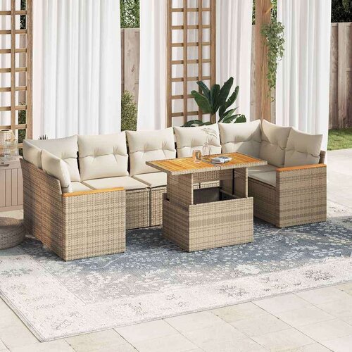 vidaXL 7-dijelni set vrtnih sofa s jastucima bež od poliratana bagrem Cene
