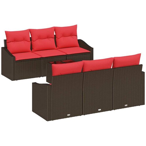 vidaXL Vrtna sedežna garnitura 7 pcs Rjava in rdeča 55 x 55 x 37 cm, (5000063082) Cene