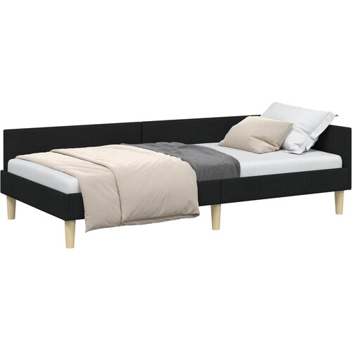  Kutni okvir kreveta Crna 90 x 190 cm tkanina Slike