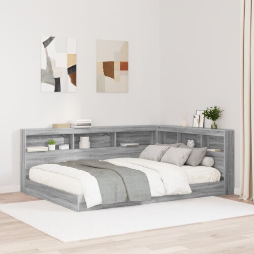 VidaXL Krevet s policama Siva Sonoma 140x200 cm Iverica Slike