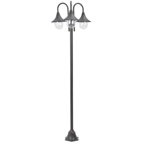 vidaXL vrtna ulična svetilka E27 220 cm aluminij 3 žarnice bronasta Cene