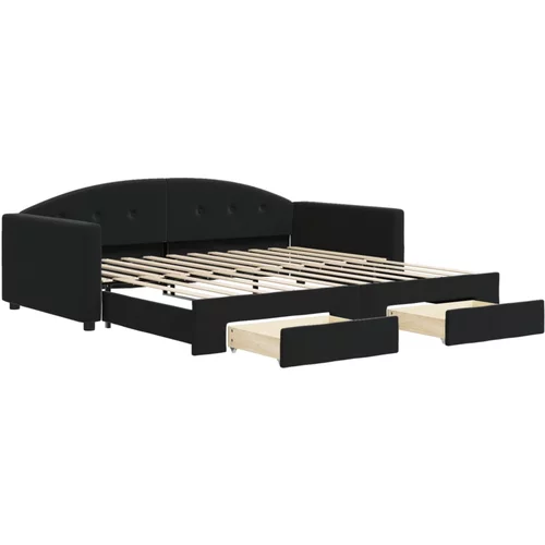 vidaXL Izvlečna dnevna postelja s predali črna 100x200 cm žamet, (20936853)