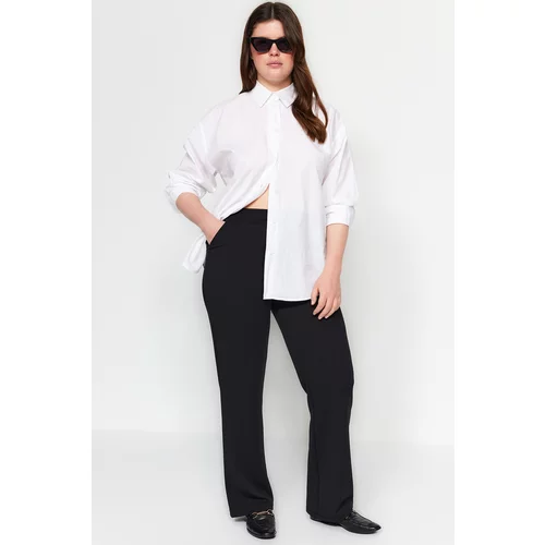 Trendyol Curve Black High Waist Knitted Crepe Plus Size Trousers