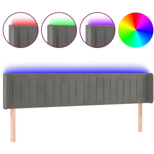 Maison Chic led posteljno vzglavje - vzglavna omarica - nočna omarica svetlo sivo 203x16x78/88 cm žamet, (21712015) Slike