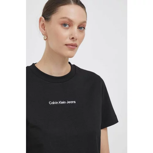 Calvin Klein Jeans Bombažna kratka majica črna barva