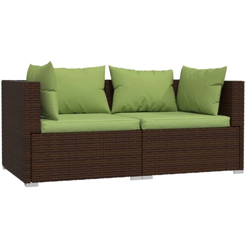 Maison Chic kavč - Sofa - Kanape dvosed z blazinami rjav poli ratan, (21727139) Slike