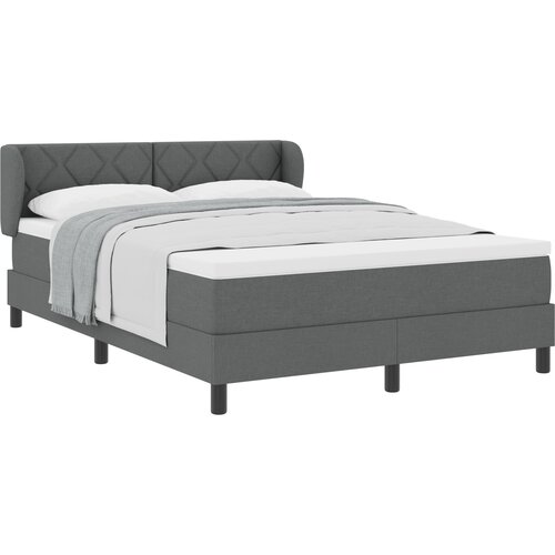 vidaXL Box Spring Postelja z Mattresom Temno Siva 140x200 cm Tkanina Cene