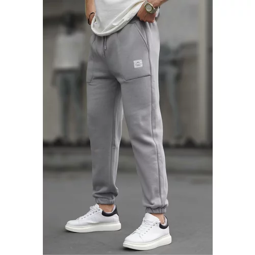 Madmext Dyed Gray Men's Pocket Detailed Basic Sweatpants 6522