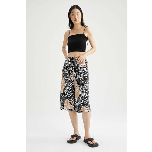 Defacto High Waisted Floral Print Viscose Crop Chinos Cene