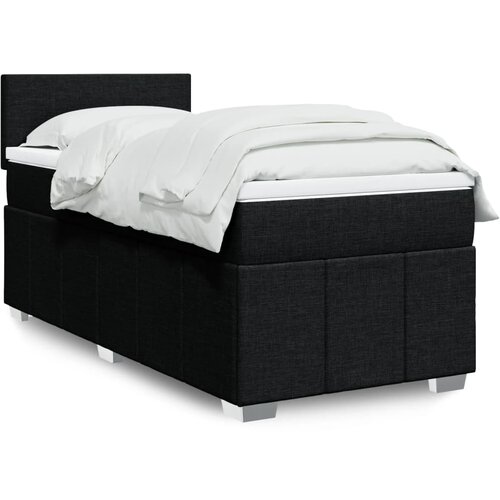 VidaXL Krevet s oprugama i madracem crni 100 x 200 cm od tkanine Slike