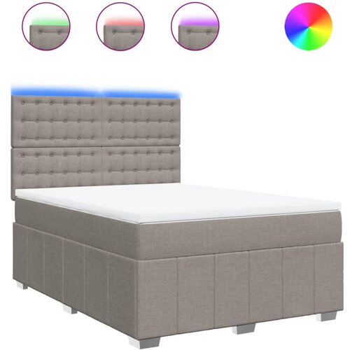 VidaXL Krevet s oprugama i madracem smeđesivi 140 x 190 cm od tkanine Slike