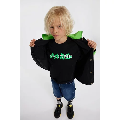Marc Jacobs Otroška bombažna kratka majica črna barva