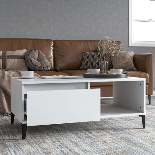  Klubska mizica bela 90x50x36,5 cm inženirski les, (20602435) Slike