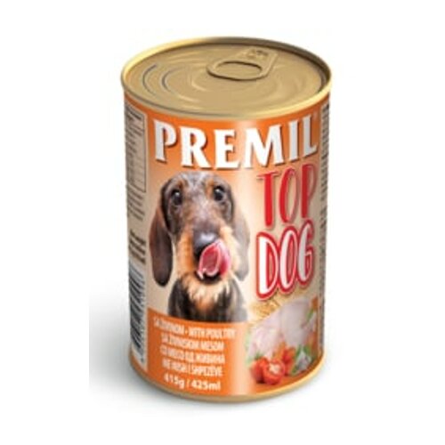 Premil vlažna hrana za pse u konzervi top dog živina 415g Slike